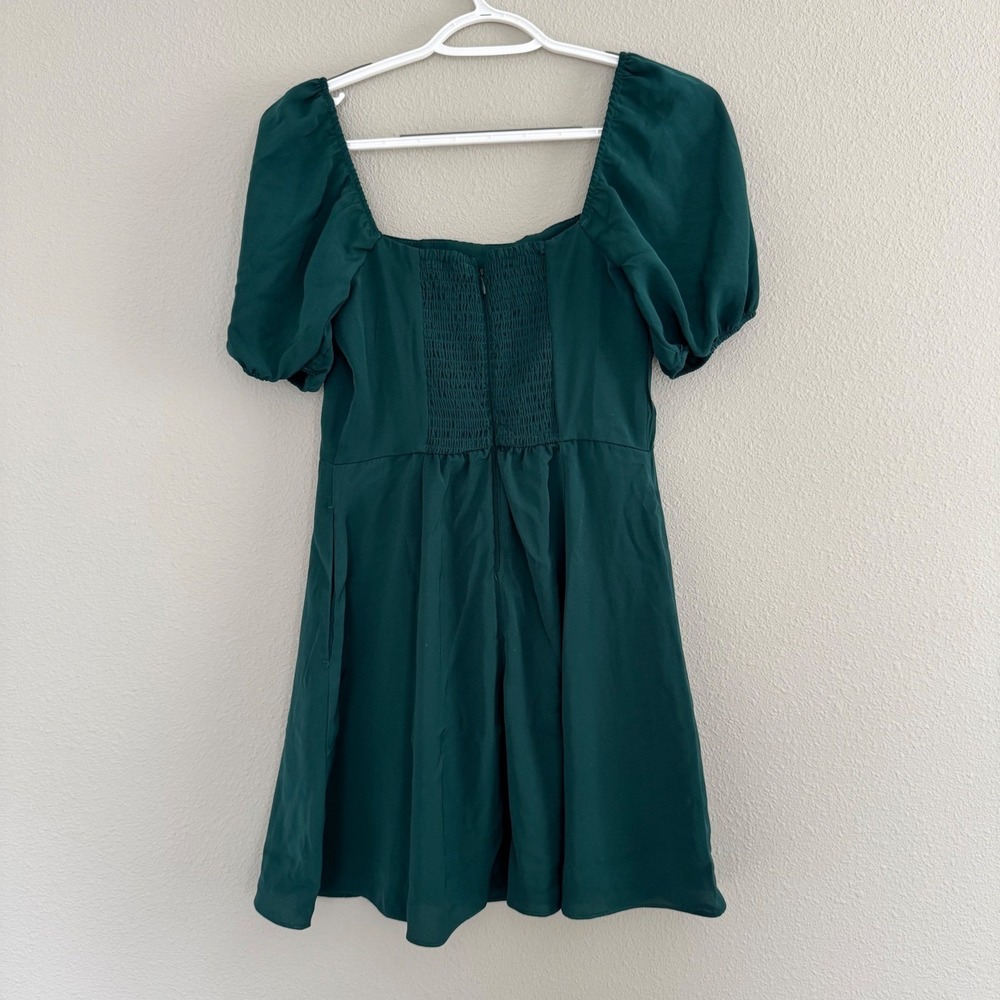Abercrombie & Fitch Emerald Green Puff Sleeve Corset Mini Dress Coquette Small - Picture 3 of 9